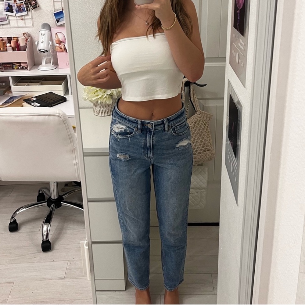white fox strapless top